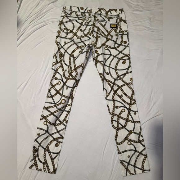 Michael Kors White and Gold Chain Print Skinny Jeans - Picture 2 of 6